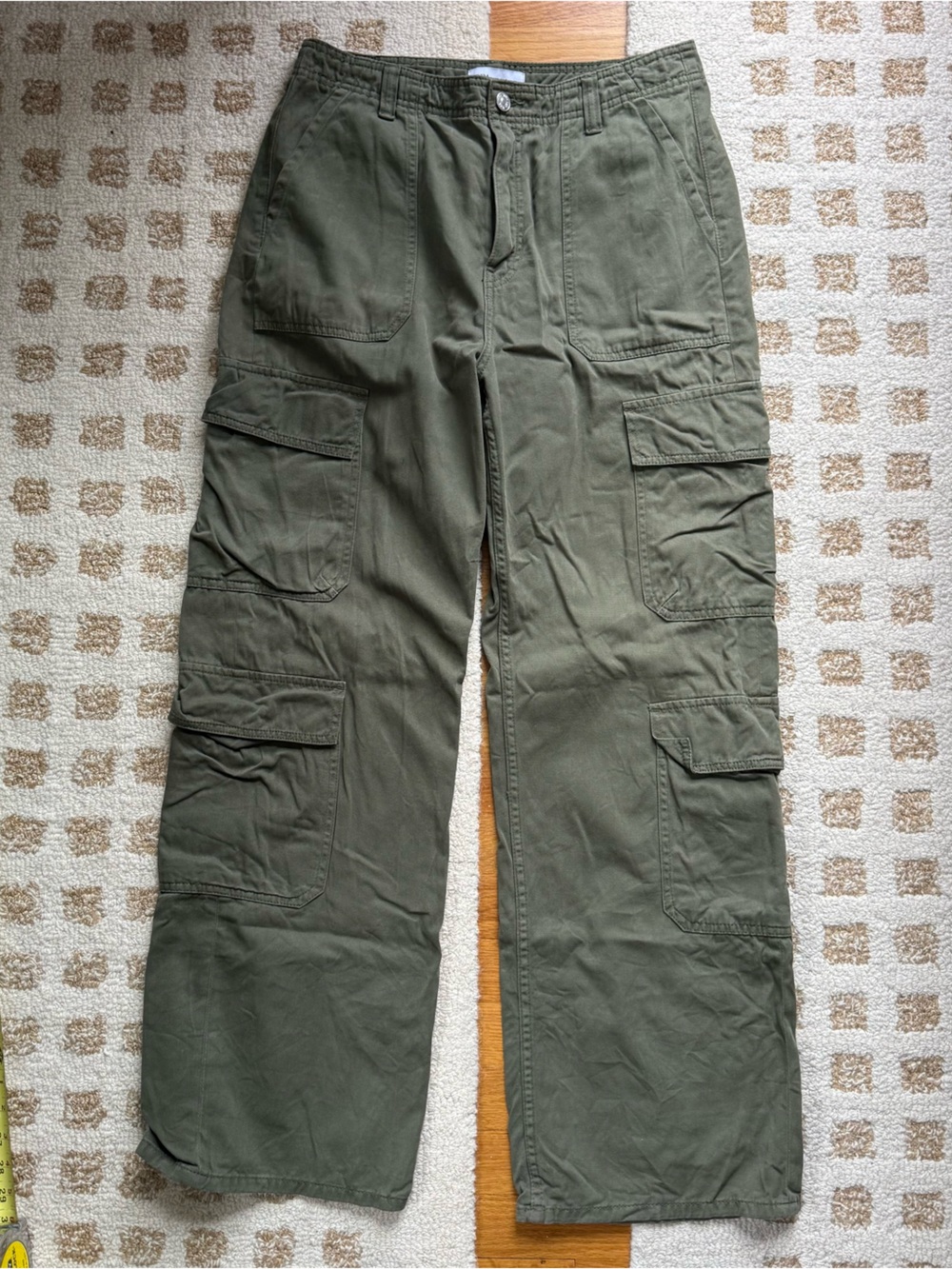 Zara wide leg green cargo pant